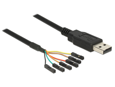 DELOCK USB Kabel TTL 6Pin Pinheader -> A Bu/St 1.80m