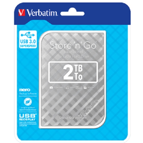 Verbatim 6.3cm (2.5) 2TB USB 3.0 Store'n Go Gen2 Silver retail - 53198