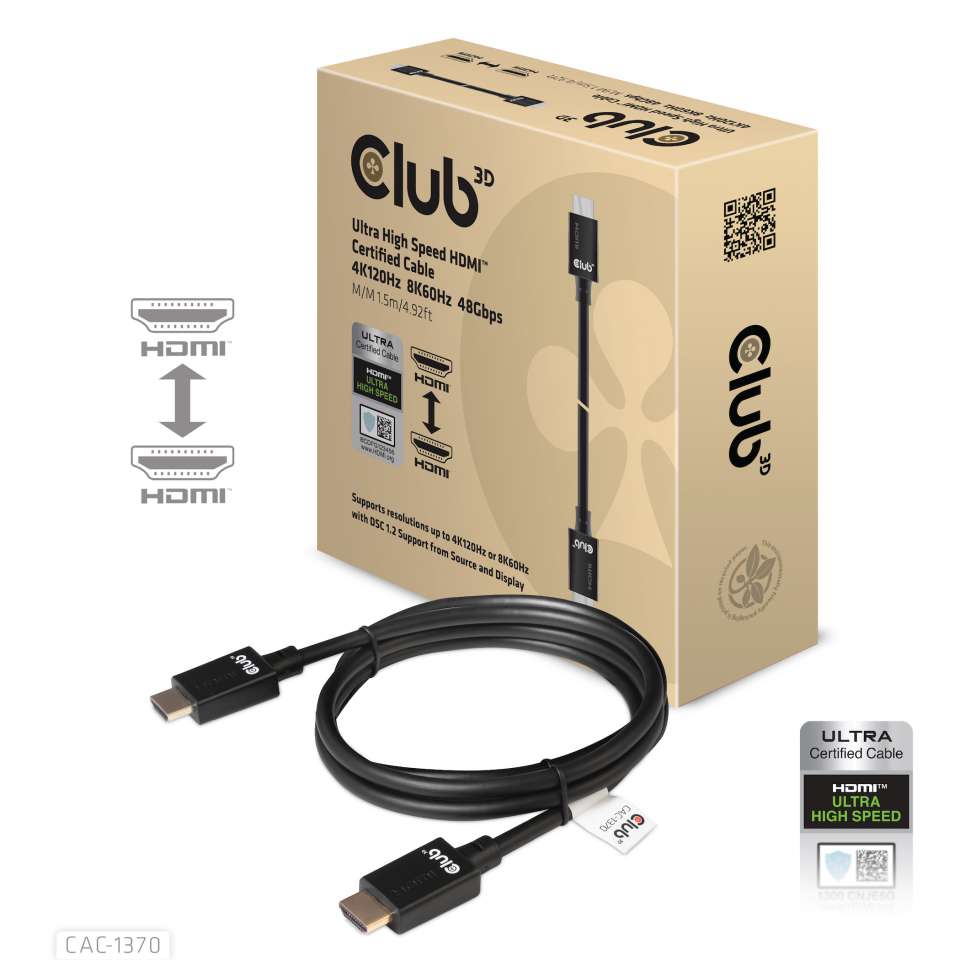 Club3D HDMI-Kabel A -> A 2.1 Ultra High Speed 10K HDR 1,5m retail - CAC-1370
