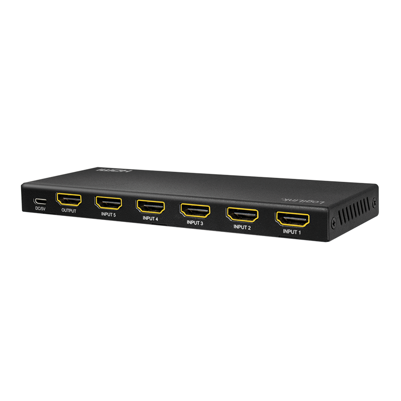 LogiLink Switch HDMI 5x1-Port, 4K/60Hz, HDCP, HDR, CEC, RC - HD0060