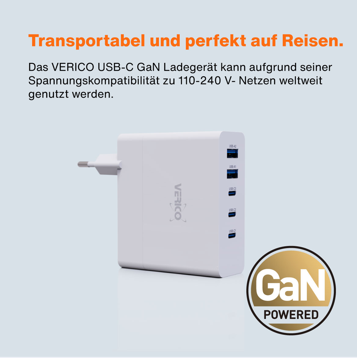 Verico Ladegerät MOJO GaN 140W PD, 5-Port (USB-A & USB-C) WH retail