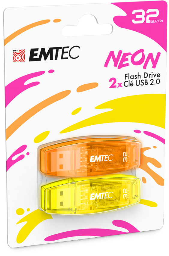 EMTEC USB-Stick 32 GB C410 USB 2.0 Neon Colored 2er Pack - ECMMD32GC410P2NEO