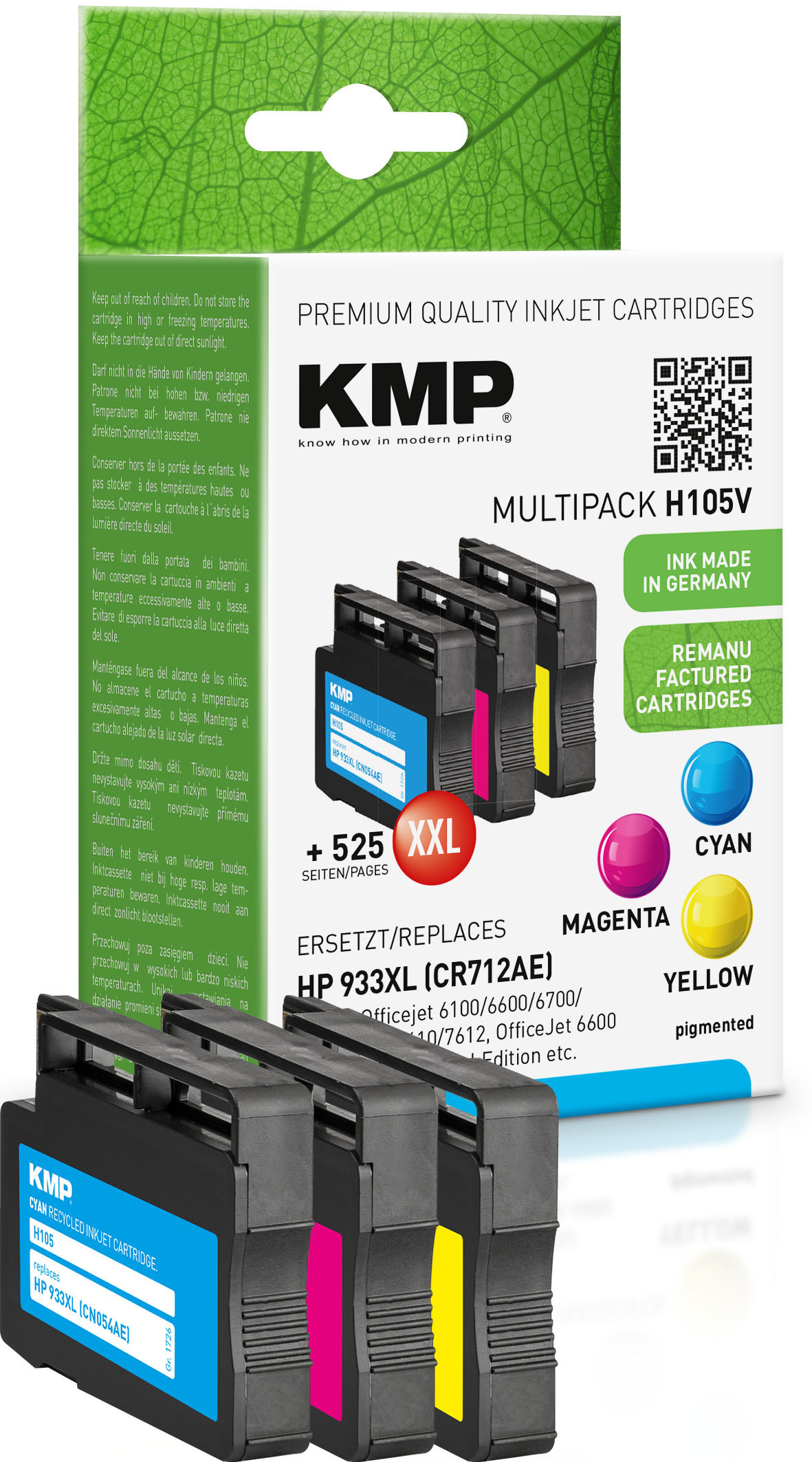KMP Patrone HP CR711AE NR.933XL Multip. 1000 S. H105V refilled - 1726,4050